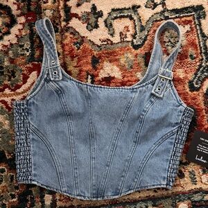 Lulu’s Popular Icon Denim Bustier Crop Top